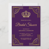 Vintage Purple Gold Ornate Crown Bridal Shower Invitation (Front)