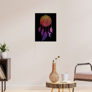 Vintage purple gradient dream catcher poster