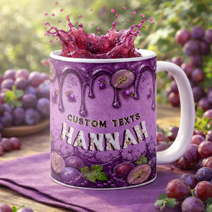 Vintage Purple Grape Fruit Favor Custom Add Name Coffee Mug