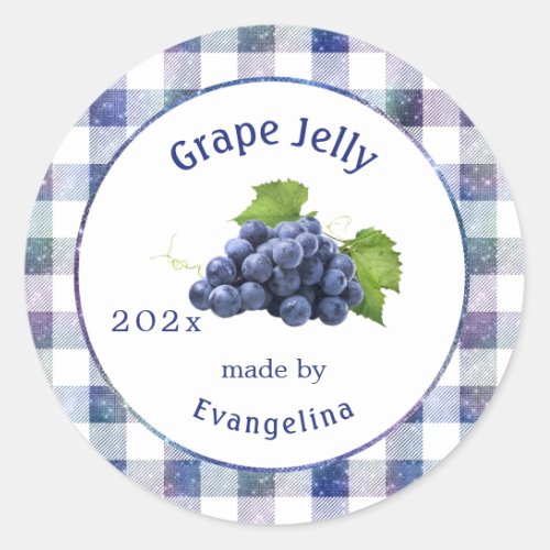 Vintage Purple Grape Jelly Colorful Canning Classic Round Sticker