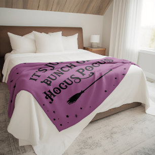 Vintage Purple Hocus Pocus Witch Broom Halloween Fleece Blanket