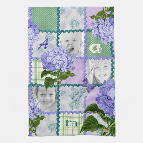 Vintage Purple Hydrangea Instagram Photo Quilt Towel