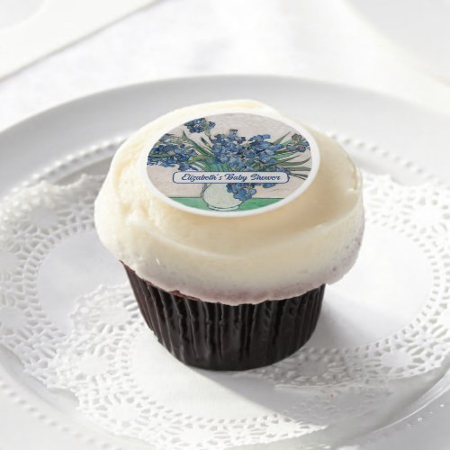 Vintage Purple Irises by Van Gogh Baby Shower Edible Frosting Rounds
