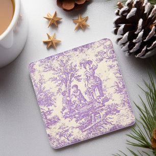 Vintage purple kids Toile de Jouy classic Stone Coaster