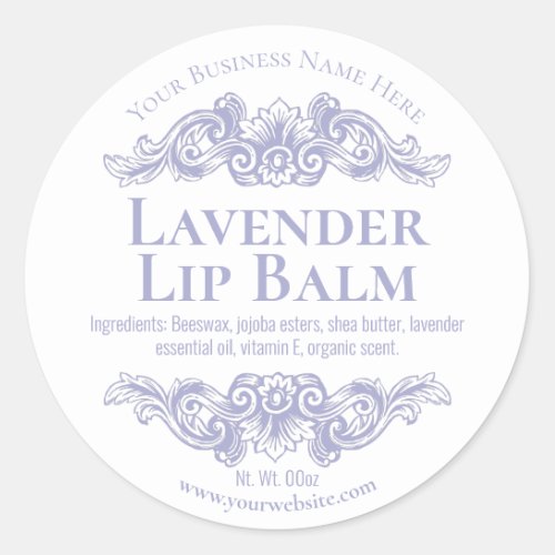 Vintage Purple Lavender Flourish Lip Balm Labels