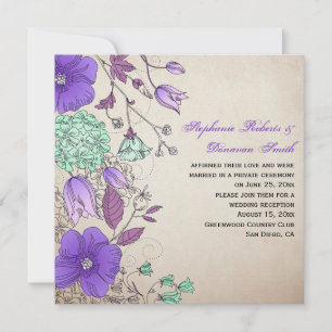 Vintage Purple Lavender Mint Wildflowers Weddings Invitation