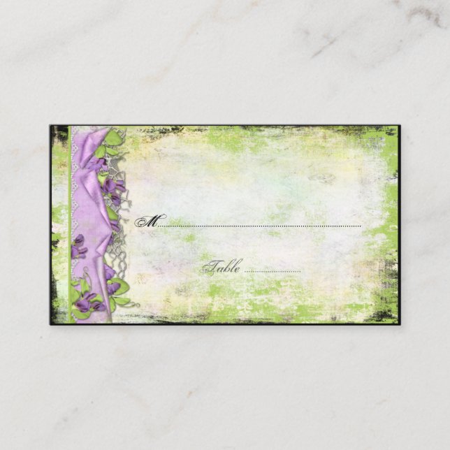 Vintage Purple Lavender Sweet Peas Place Cards (Front)