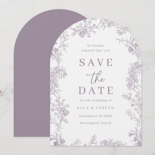 Vintage Purple Lilac Floral Wedding Save The Date