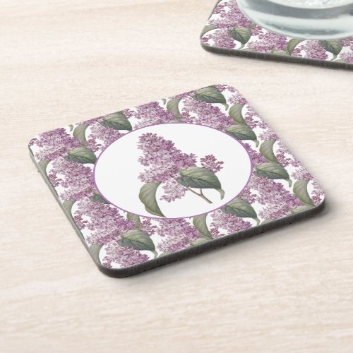 Vintage Purple Lilacs Hard plastic Floral Coaster