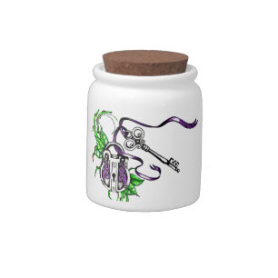 Vintage purple Lock and Key design Candy Jar