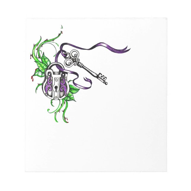 Vintage purple Lock and Key design Notepad (Front)