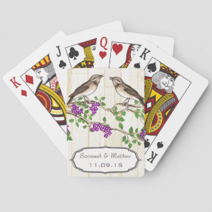 Vintage Purple Love Bird Wedding Gift Playing Card