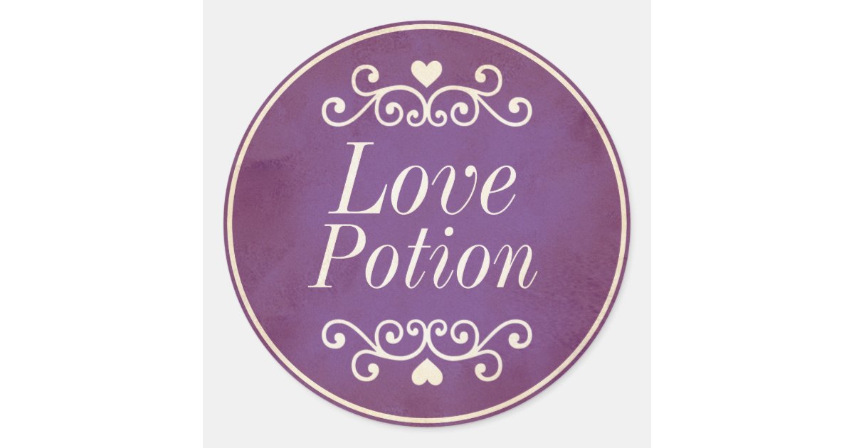 Vintage purple love potion sticker | Zazzle
