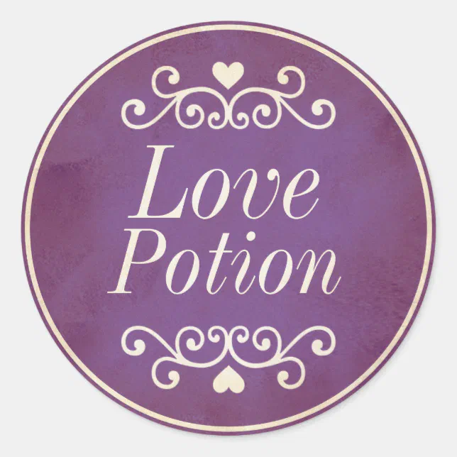 Vintage purple love potion sticker | Zazzle