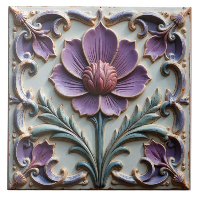 Vintage Purple Majesty Ceramic Tile (Front)