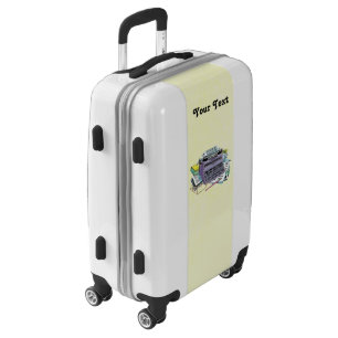 Vintage Purple Manual Typewriter Books Pens Yellow Luggage