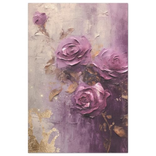 Vintage purple mauve English roses baroque style Tissue Paper