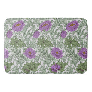 Vintage Purple Moss Green William Morris Floral Bath Mat