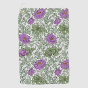 Vintage Purple Moss Green William Morris Floral Golf Towel