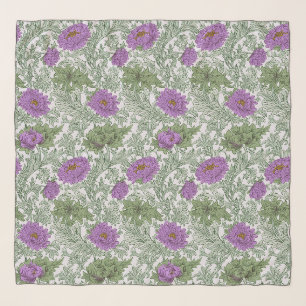 Vintage Purple Moss Green William Morris Floral Scarf