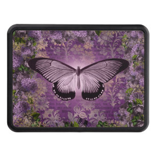 Vintage Purple Moth and Floral Ephemera Hitch Cover
