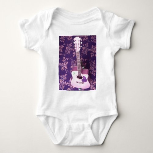 Vintage Purple Music My Blood Guitar Art Design Baby Bodysuit