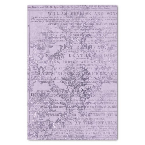 Vintage Purple Newsprint Tissue Paper