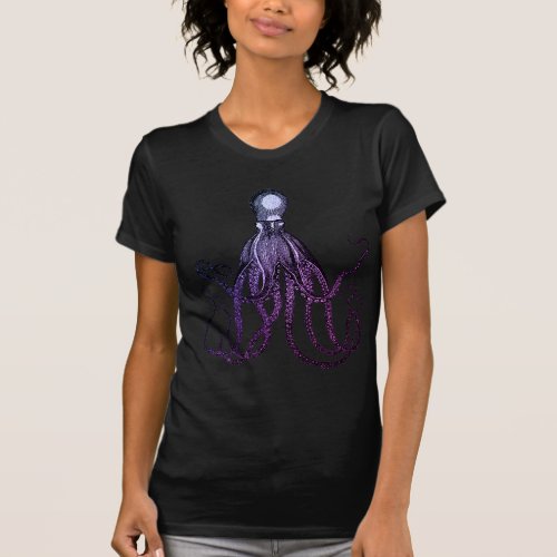 Vintage Purple Octopus Kraken Womens Fine Jersey T_Shirt