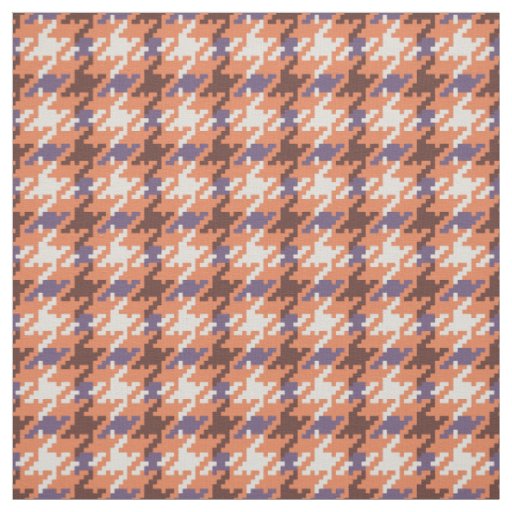 Vintage purple orange houndstooth plaid pattern fabric