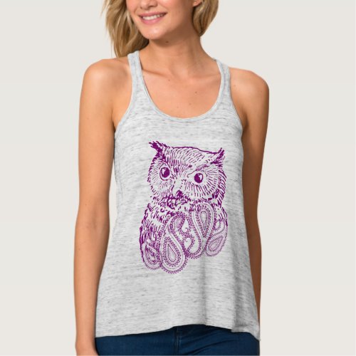 Vintage Purple Owl Birds T_shirt Tank Top