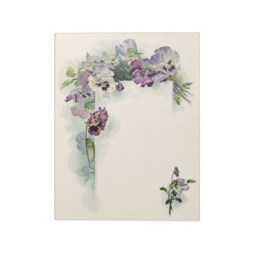 Vintage purple pansies notepad