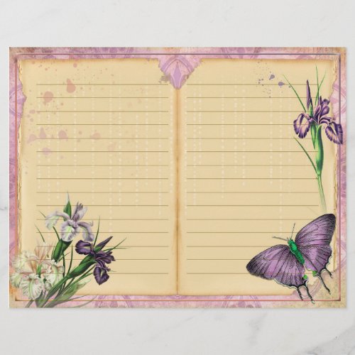 Vintage Purple Passion Floral Journal Page