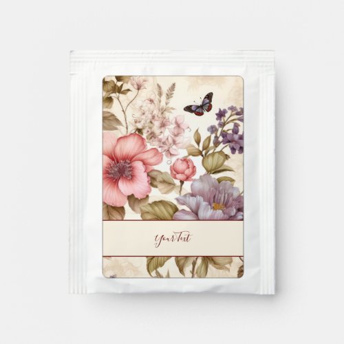 Vintage Purple Pink Floral Tea Bag Drink Mix