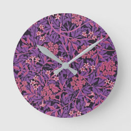 Vintage Purple Pink Jasmine by William Morris Round Clock