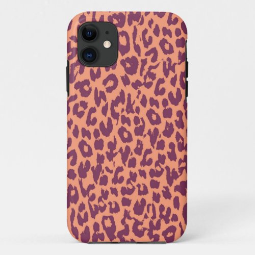 Vintage Purple Pink Leopard Print Skin iPhone 11 Case