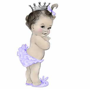 Vintage Purple Princess Baby Girl Shower Statuette