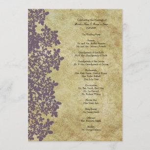 Vintage Purple Queen Ann's Lace Wedding Program