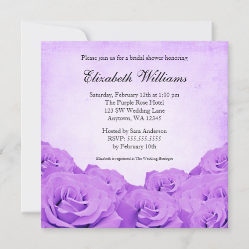 Vintage Purple Rose Bridal Shower Invite