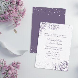 Vintage Purple Rose Confetti Glitter Wedding