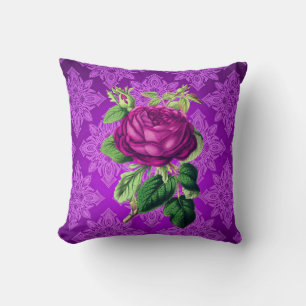Vintage Purple Rose Reversible Pillow