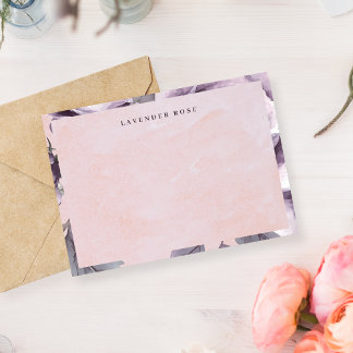 Vintage Purple Rose Watercolor Floral Note Card