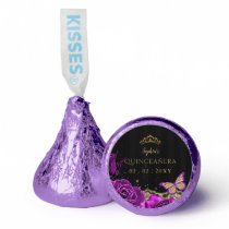 Vintage Purple Roses Black Gold Lace Quinceañera Hershey®'s Kisses®
