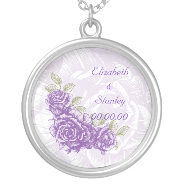 Vintage purple roses custom necklace (Front)