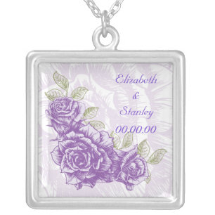 Vintage purple roses custom necklace