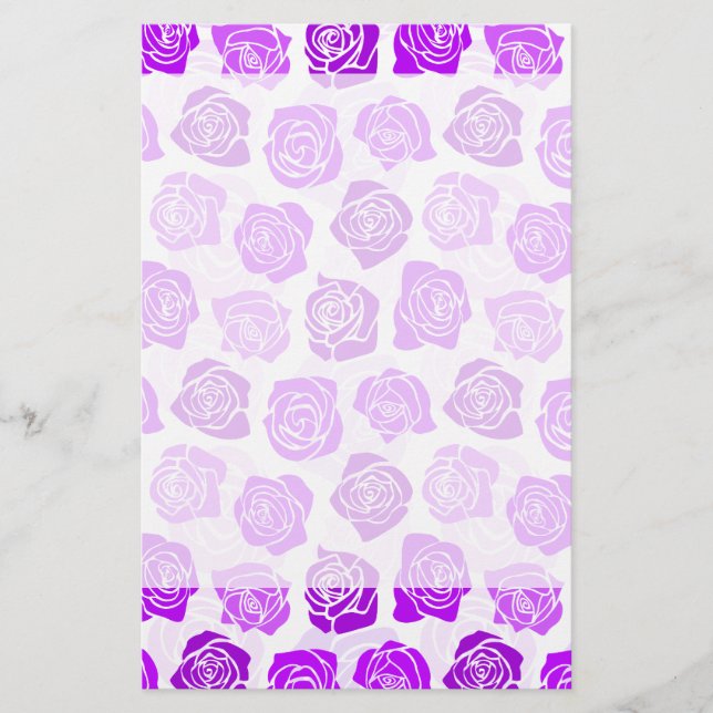 Vintage purple roses Stationery (Front)