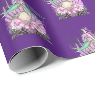 Vintage Purple Sea Witch Pattern Wrapping Paper