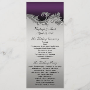 Vintage Purple Silver Black Wedding Program Invita