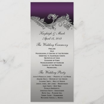 Vintage Purple Silver Black Wedding Program Invita by dmboyce at Zazzle