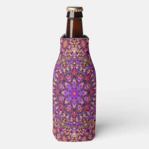 Vintage Purple Tile Pattern Kaleidoscope Bottle Cooler