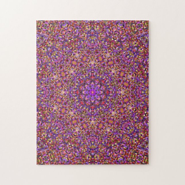 Vintage Purple Tile Pattern Kaleidoscope Jigsaw Puzzle (Vertical)